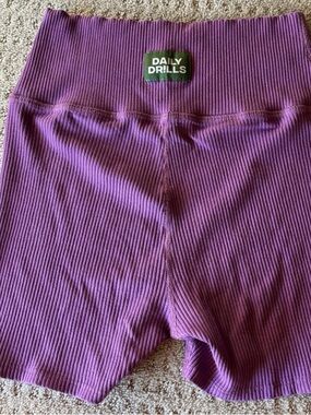 Daily Drills Ribbed High-Waist Shorts in Purple